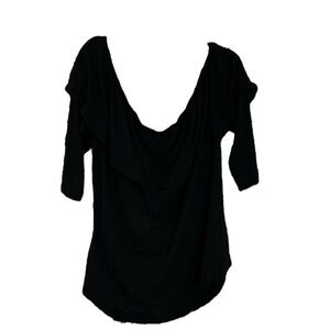 Black off the shoulder flutter three fourth sleeve plus size top